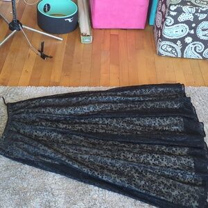 Black lace maxi skirt